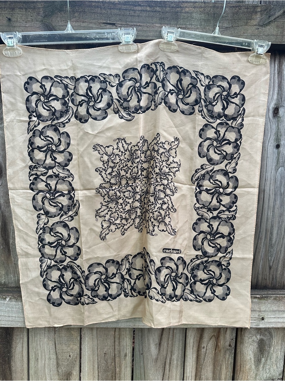 Cacharel silk tan and black scarf